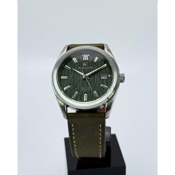 Custom Seiko Mod • GS Olive Green Birch on Leather Strap • 40mm